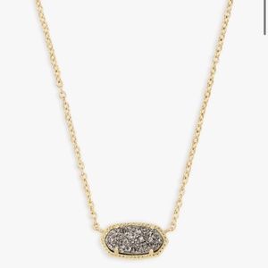 Elisa Gold Pendant Necklace in Platinum Drusy